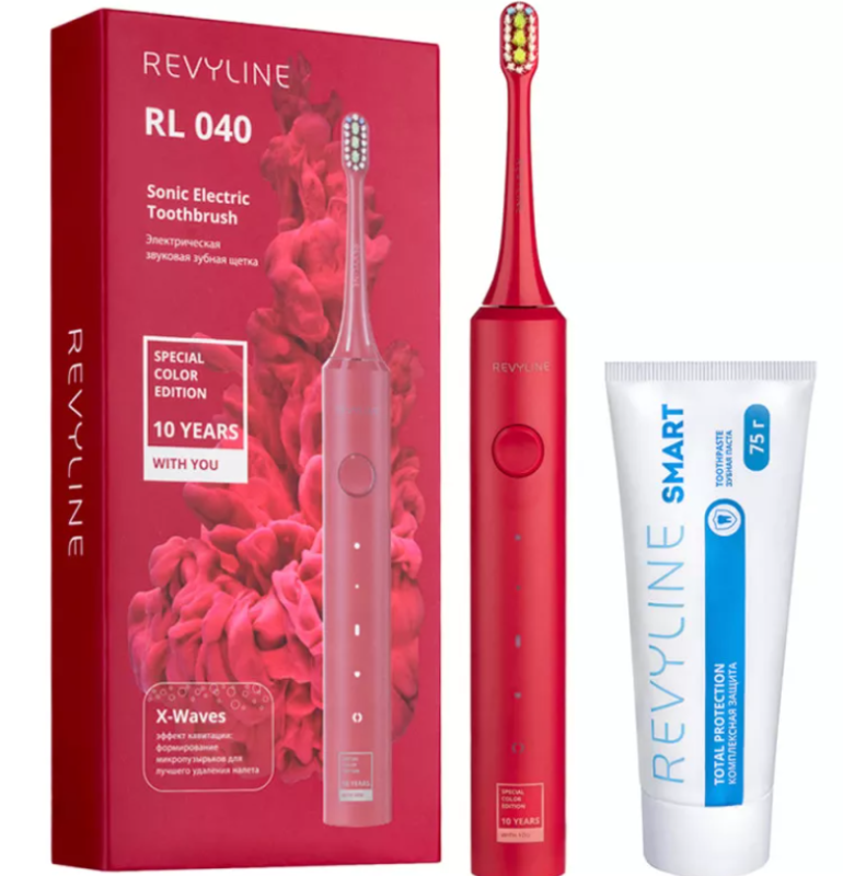 Комплект электрическая зубная щетка Revyline RL040 в цвете маджента и...