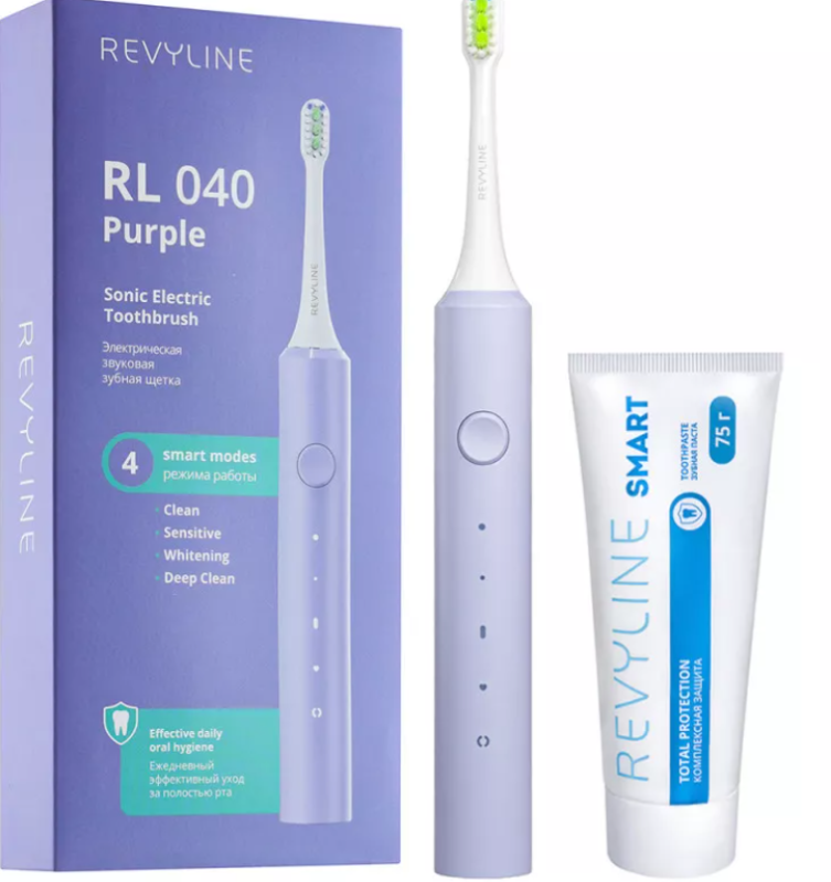Звуковая зубная щетка Revyline RL040 Violet и зубная паста Smart с...
