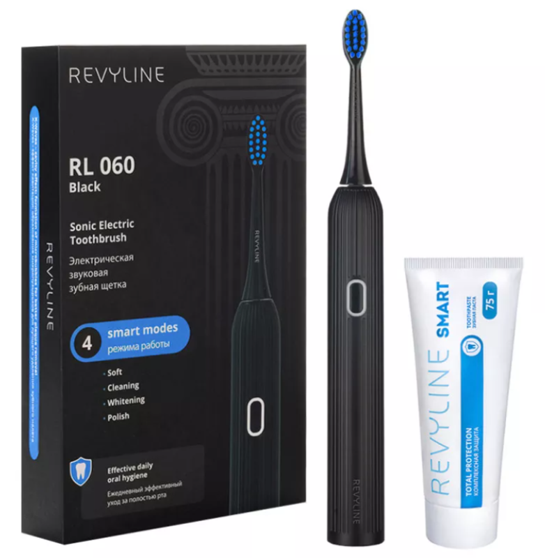 Электрическая зубная щетка Revyline RL060 Black и зубная паста...